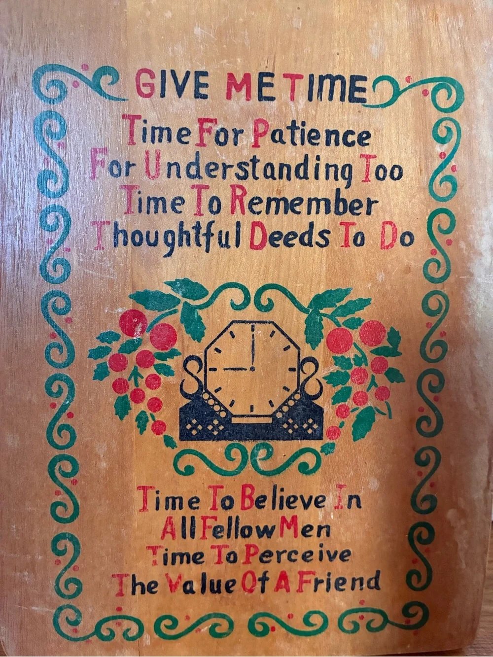 Vintage ‘Give Me Time’ Decorative Wood Wall Plaque (9x7 inches)
